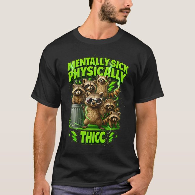 Menter Fysisk-nukleär Sopor Panda Raccoon Meme T Shirt (Framsida)