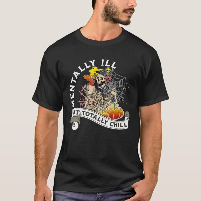 Menter Ill men helt Chill Skeleton Witch Hall T Shirt (Framsida)