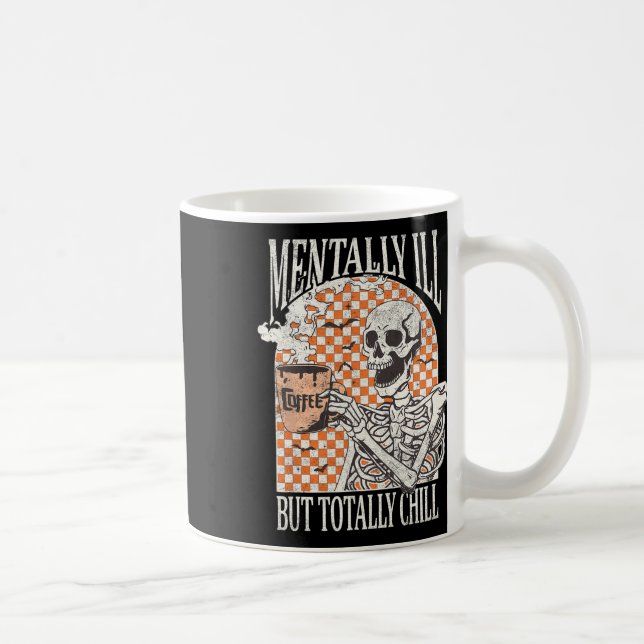 Menter Ill, men totalt Chill Halloween Skeleton Kaffemugg (Höger)