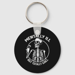 Menter Ill, men totalt Chill Halloween Skeleton Nyckelring