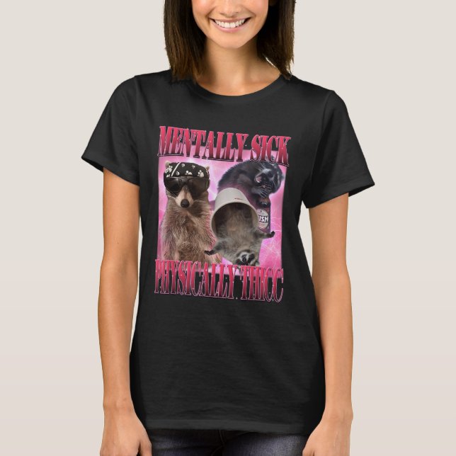 Menter-sick fysiskt-tec-nuny Raccoon-nota T Shirt (Framsida)