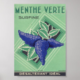 Menthe Verte Surfine Paris Vintage Cover Ad Poster