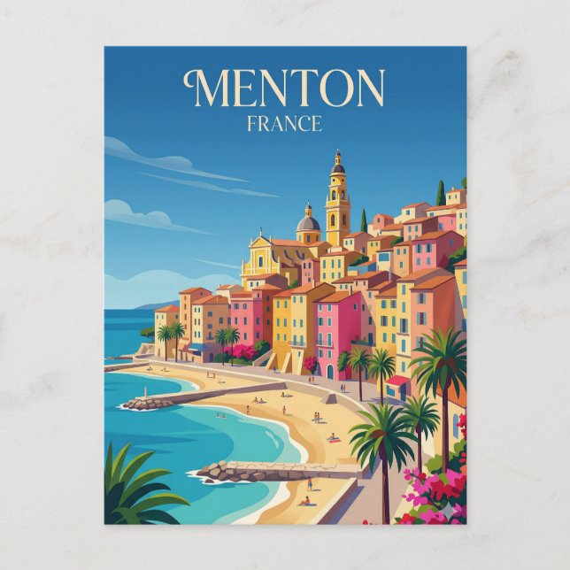 Menton France Vykort (Framsida)