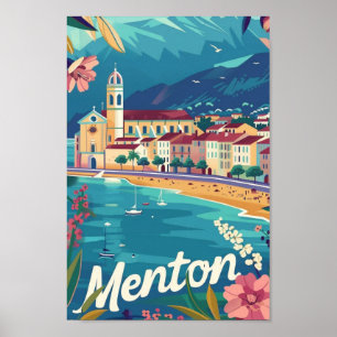 Menton Frankrike Berömd Vintage resor Ställe Poster