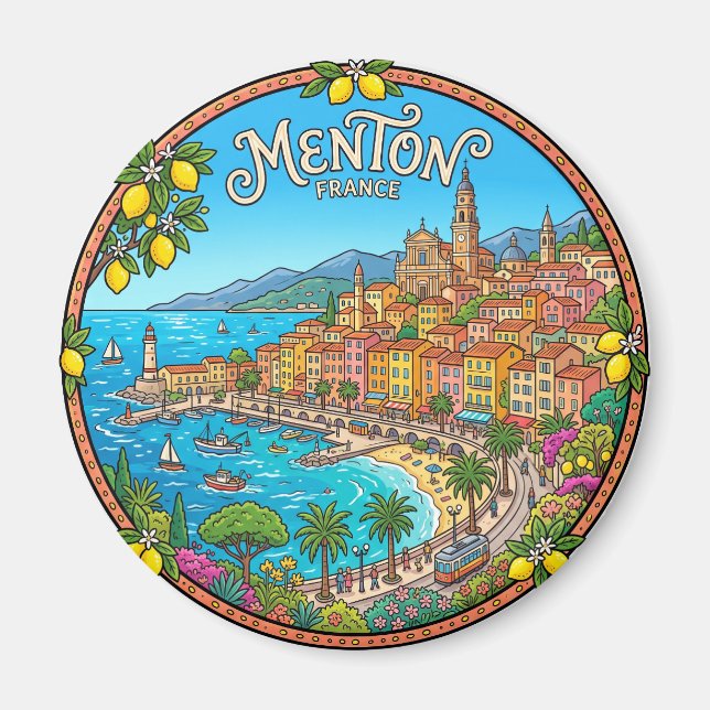 Menton Frankrike Magnet (Framsidan)