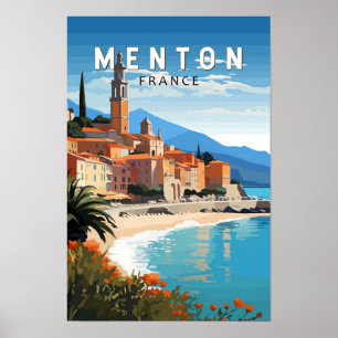 Menton Frankrike Resa Konst Vintage Poster