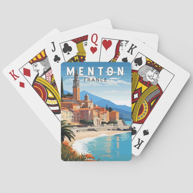 Menton Frankrike Travel Art-Vintage Casinokort (Baksidan)