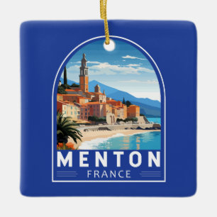 Menton Frankrike Travel Art-Vintage Julgransprydnad Keramik