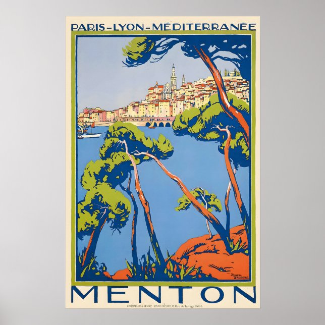 Menton Frankrike Vintage Resa Affisch (Framsidan)