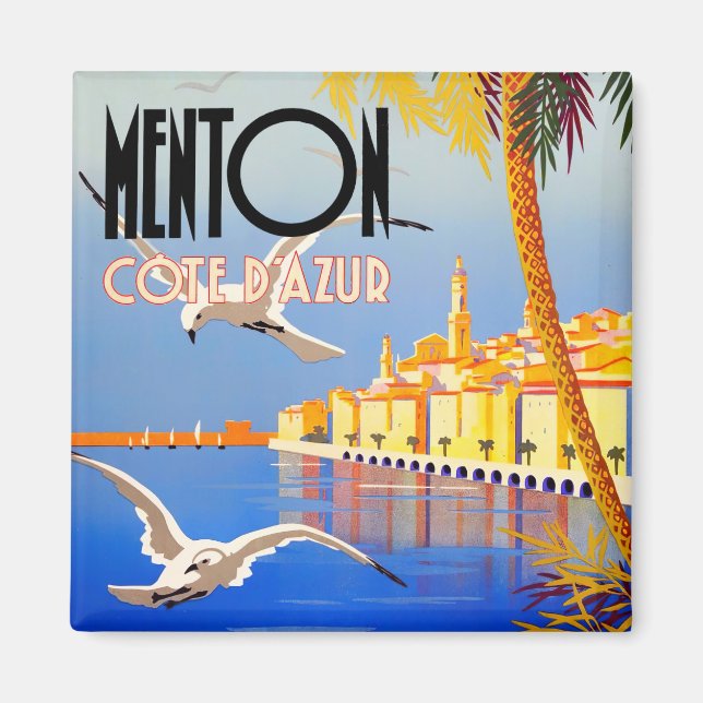 Menton Frankrike vintage resor Magnet (Framsidan)