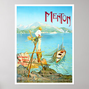 Menton Frankrike vintage resor Poster