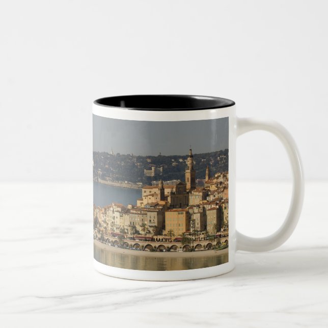 Menton, Franska Rivieran, Frankrike. Två-Tonad Mugg (Höger)