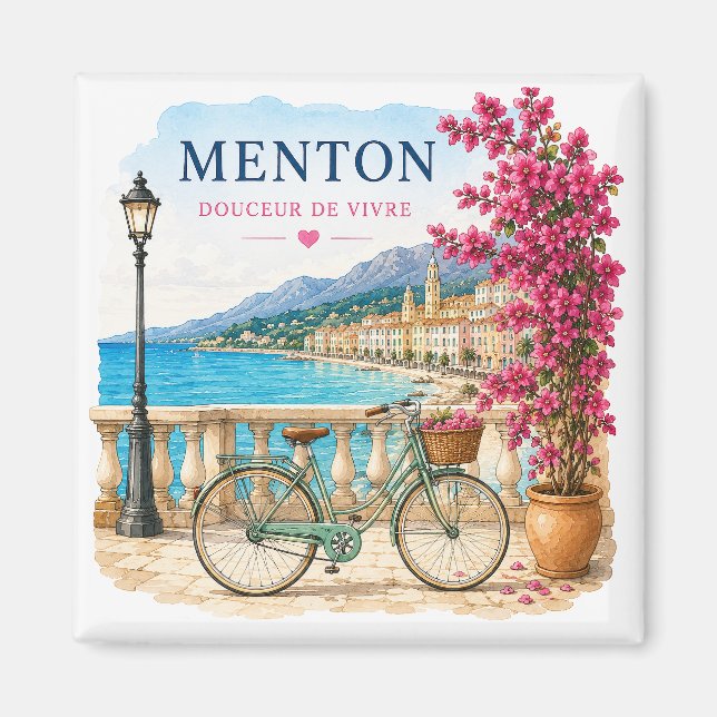 Menton French Riviera Magnet - bicycle  (Framsidan)