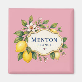 Menton French Riviera Magnet - Dusty pink Lemon
