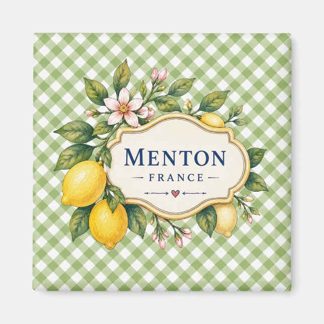 Menton French Riviera Magnet - Green Lemon (Framsidan)