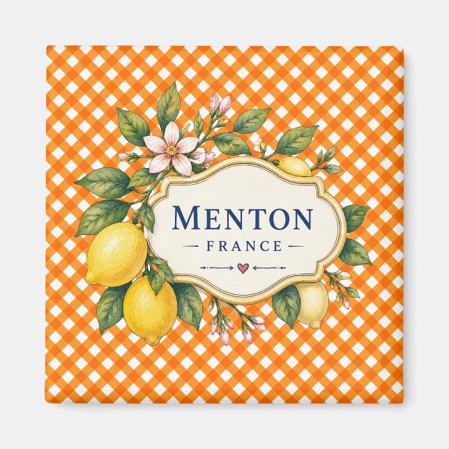 Menton French Riviera Magnet - Orange Lemon (Framsidan)
