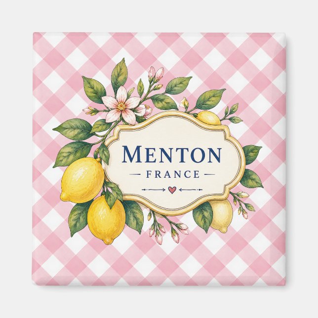 Menton French Riviera Magnet - Pink Lemon (Framsidan)