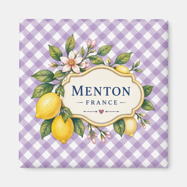 Menton French Riviera Magnet - Purple Lemon (Framsidan)