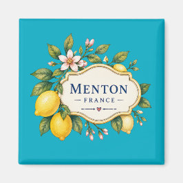 Menton French Riviera Magnet - turquoise Lemon