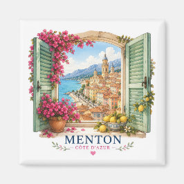 Menton French Riviera Magnet - View Through Window