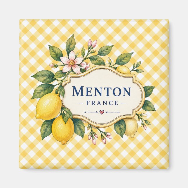 Menton French Riviera Magnet - Yellow Lemon (Framsidan)