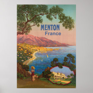 Menton, Kusten, Frankrike Poster