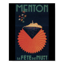 Menton Sa Fete de Nuit Fransk Riviera Postcard