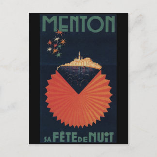 Menton Sa Fete de Nuit Fransk Riviera Postcard Vykort