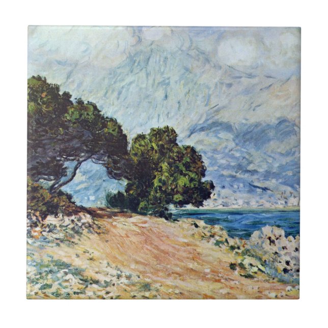 Menton sedd från Cap Martin av Claude Monet Kakelplatta (Framsidan)