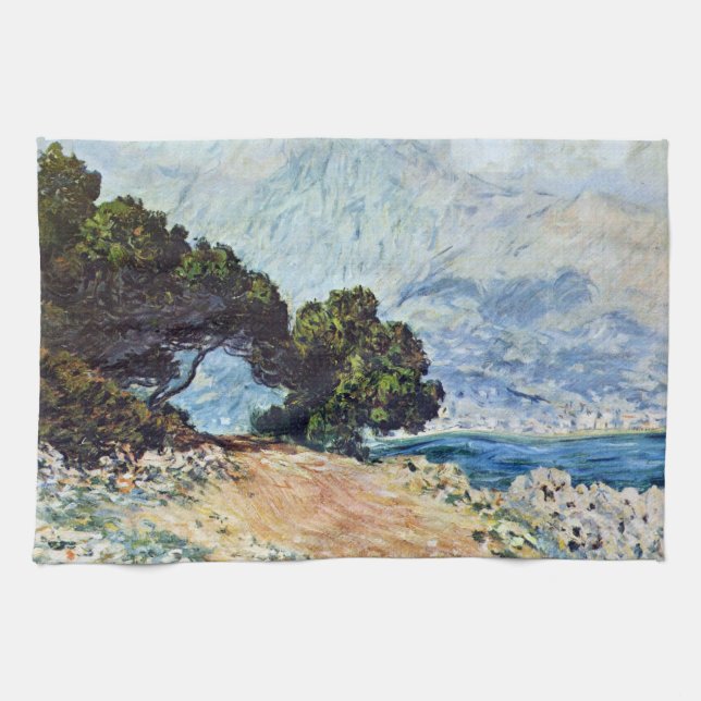 Menton sedd från Cap Martin av Claude Monet Kökshandduk (Horisontell)