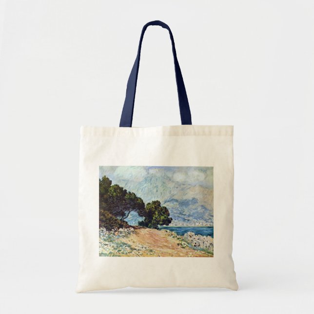 Menton sedd från Cap Martin av Claude Monet Tygkasse (Framsidan)