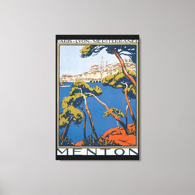 Menton Vintage resor Poster Canvastryck (Framsida)