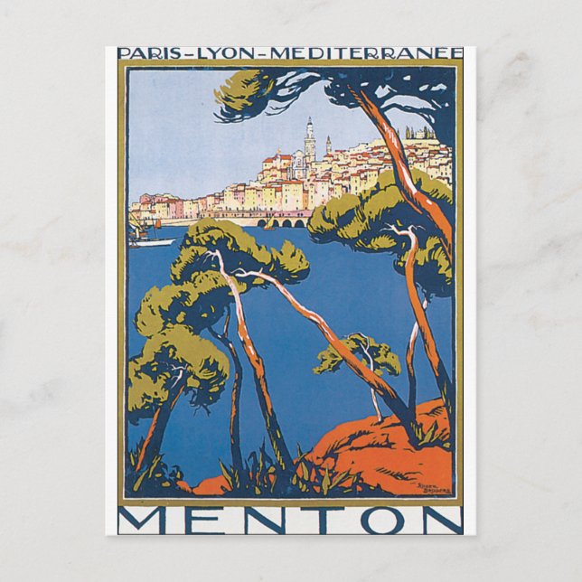 Menton Vintage resor Poster Vykort (Framsida)