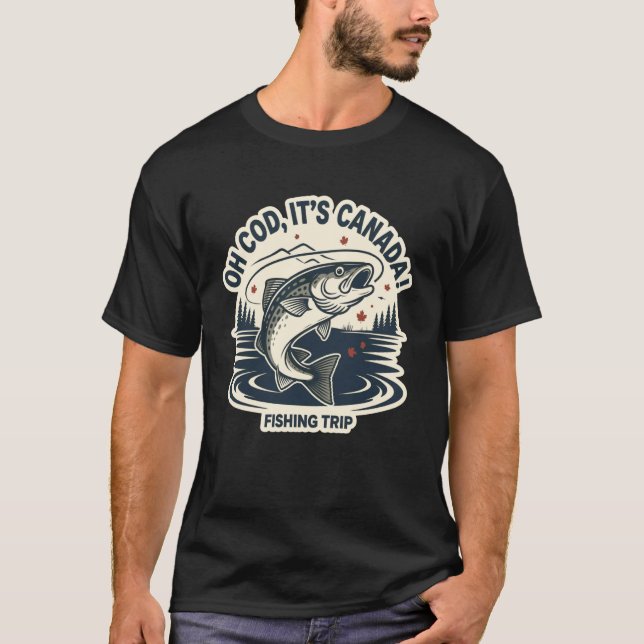 Menu2019s Kanada Fiskeutflykt Humor med Vänner T Shirt (Framsida)