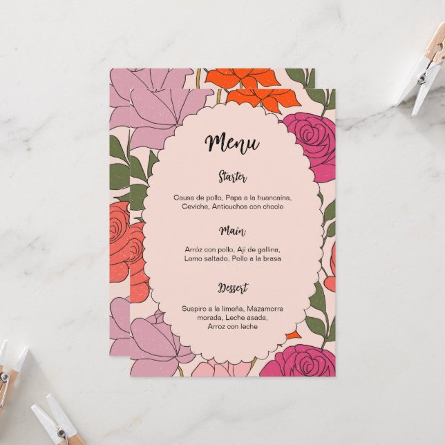 Menu and place card template 2 in 1 inbjudningar (Fram/Back In Situ)