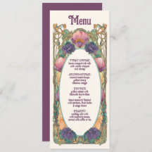 Menu art nouveau Blommigt Bröllop