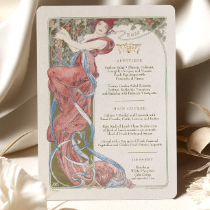 Menu Art nouveau Bröllop middag av Mucha Inbjudningar