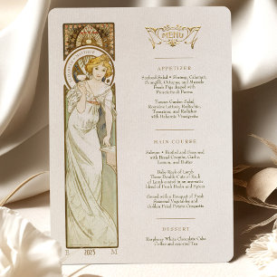 Menu Art nouveau Bröllop middag av Mucha Inbjudningar
