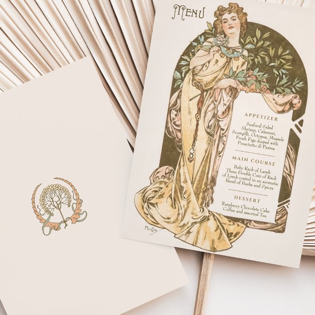 Menu Art nouveau Bröllop middag av Mucha Inbjudningar (Skapare uppladdad)