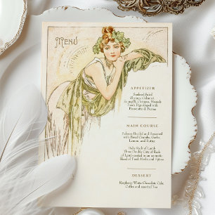 Menu Art nouveau Bröllop middag av Mucha Inbjudningar