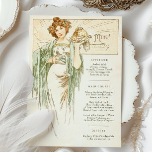 Menu Art nouveau Bröllop middag av Mucha Inbjudningar