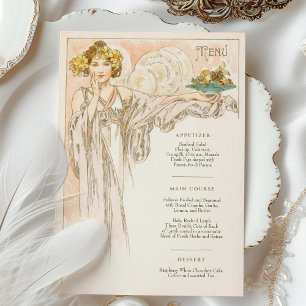 Menu Art nouveau Bröllop middag av Mucha Inbjudningar