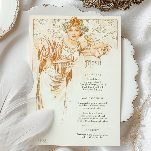 Menu Art nouveau Bröllop middag av Mucha Inbjudningar (Skapare uppladdad)
