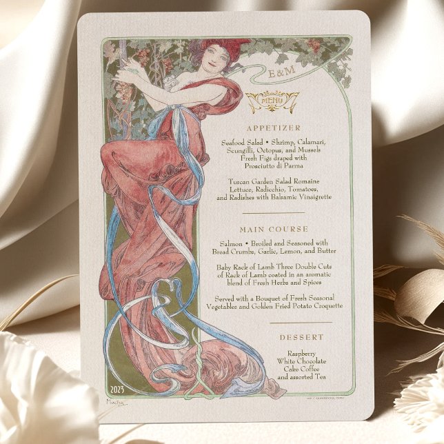 Menu Art nouveau Bröllop middag av Mucha Inbjudningar (Skapare uppladdad)