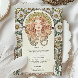 Menu Art nouveau Bröllop Middag Inbjudningar