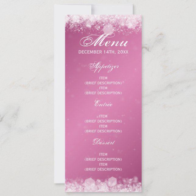 Menu Baby Shower Night Gnistra Rosa Inbjudningar (Framsida)