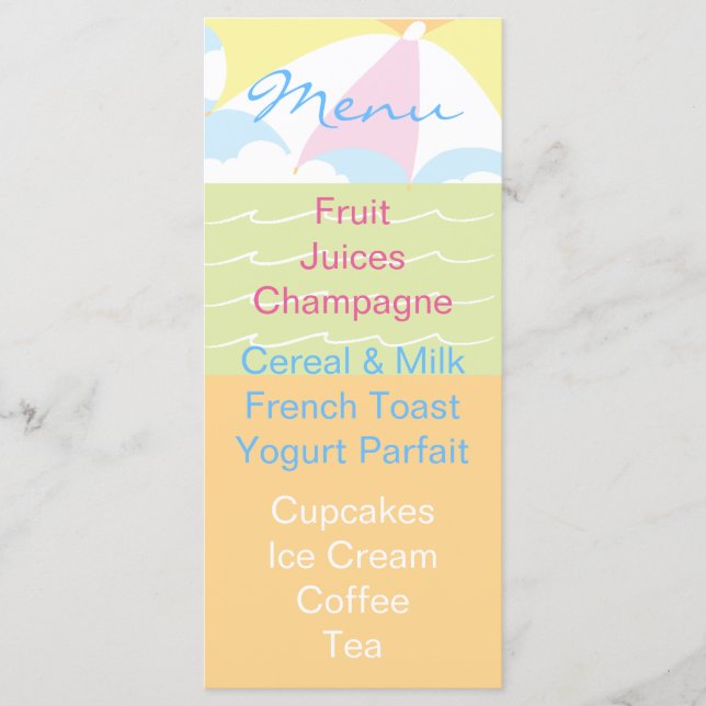 Menu Beach Boll i babyvisningsprogrammet Meny (Framsida)