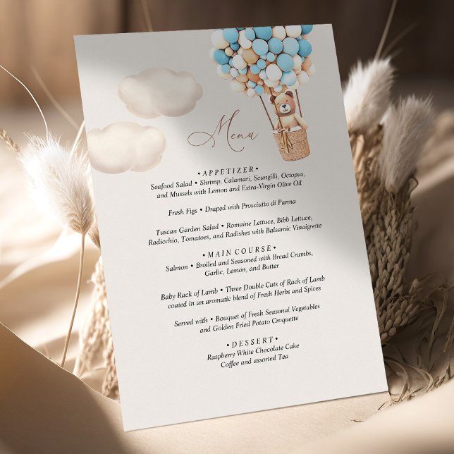 Menu Bear Baby Shower-bubbla Tilläggskort (Skapare uppladdad)