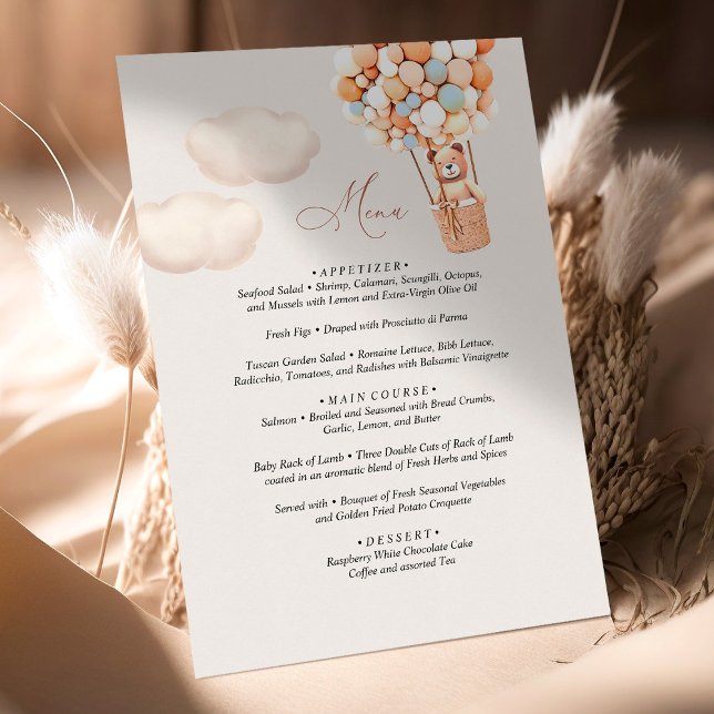 Menu Bear Baby Shower-bubbla Tilläggskort (Skapare uppladdad)