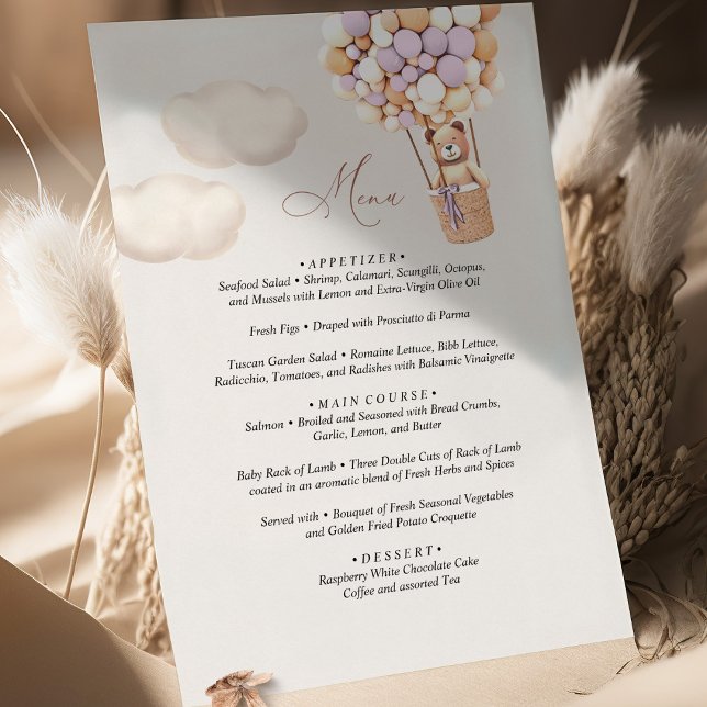 Menu Bear Baby Shower-bubbla Tilläggskort (Skapare uppladdad)
